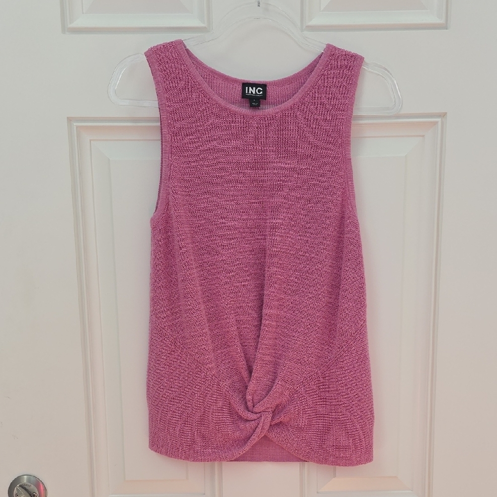 INC Cotton/Linen Pink Twist Knit Top.  Size Large